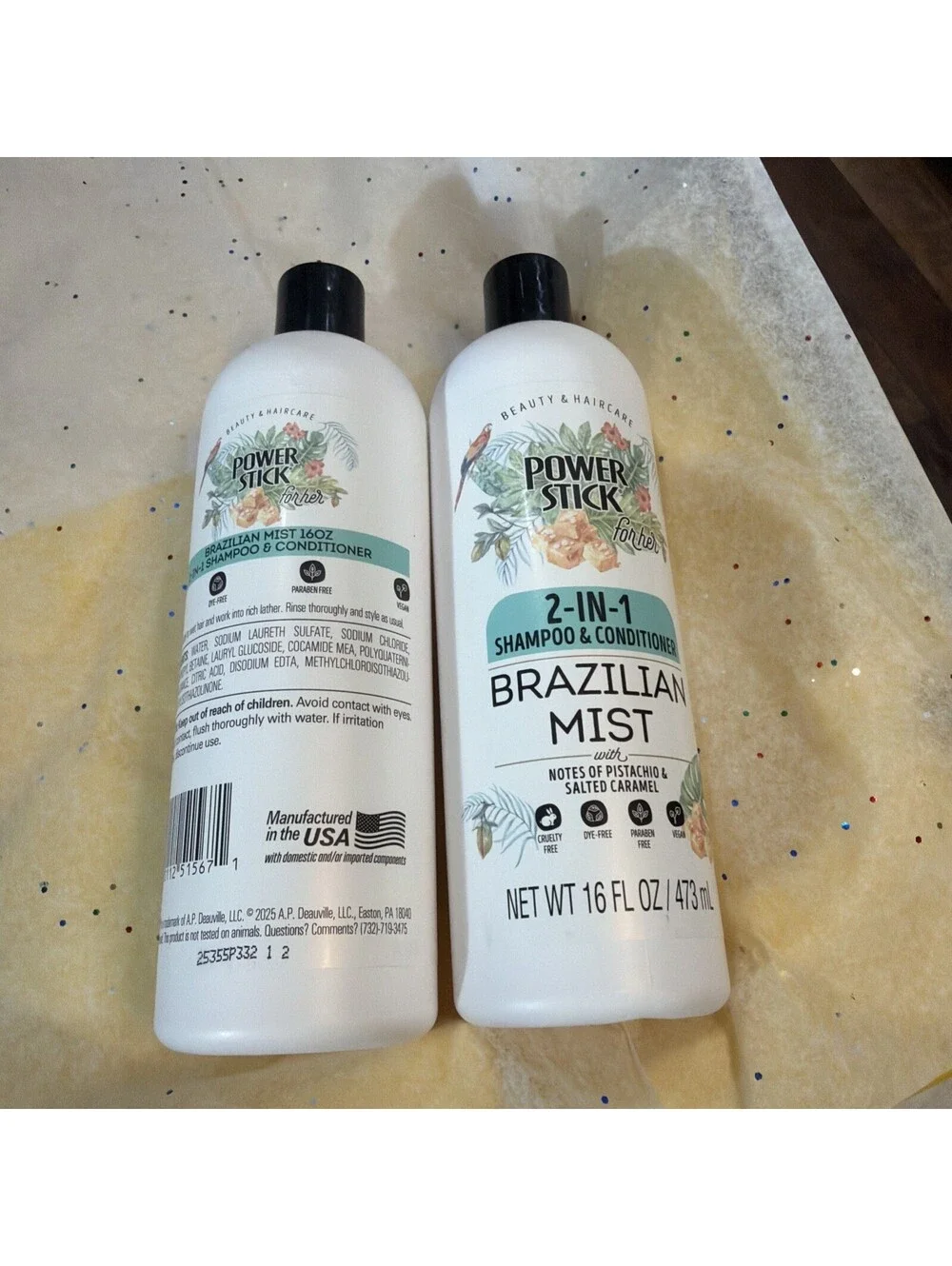 Power Stick for Her Brazilian Mist 2-in-1 Shampoo Conditioner Vegan 16oz 2 Pack